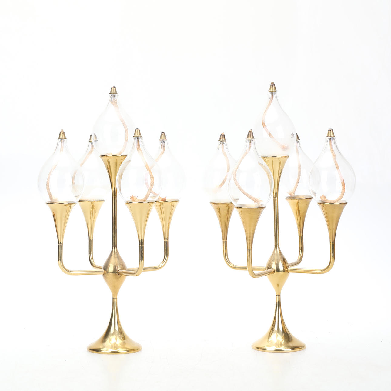 FREDDIE ANDERSEN, candelabras, a pair, "Clear Drops".