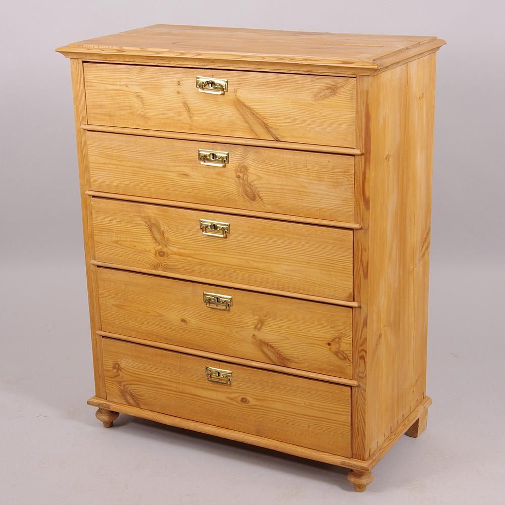 BYRÅ, 5-lådig, fur, tidigt 1900-tal.