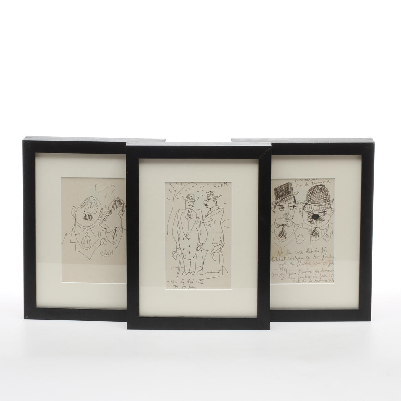ERIK (KAR DE MUMMA) ZETTERSTRÖM. Tuschteckningar 3 st, signerade.