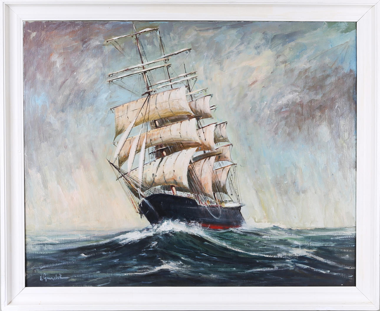 OIDENTIFIERAD KONSTNÄR. Marinmotiv, olja på duk, signerad.