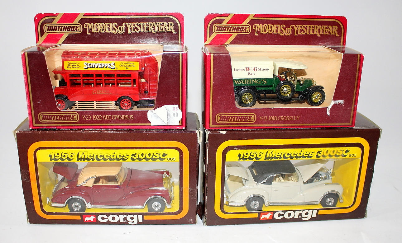 SAMLARLEKSAK, Matchbox och Corgi, bilar, 4 stycken.