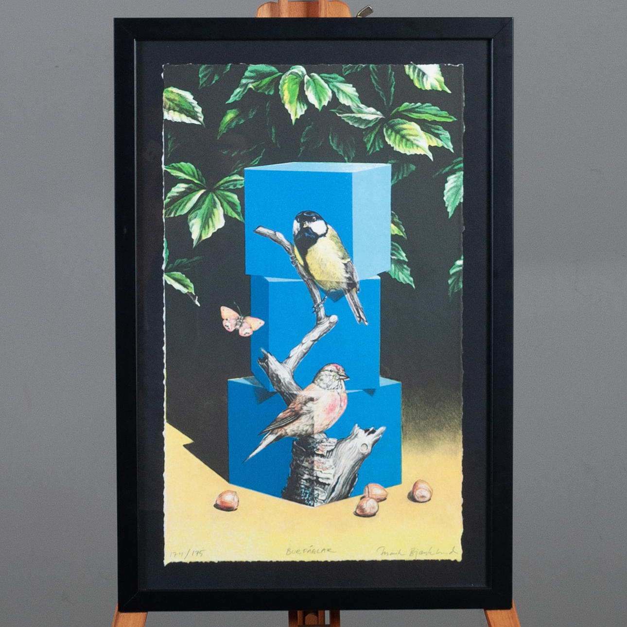 FRANK BJÖRKLUND. 'Litografi "Burfåglar".