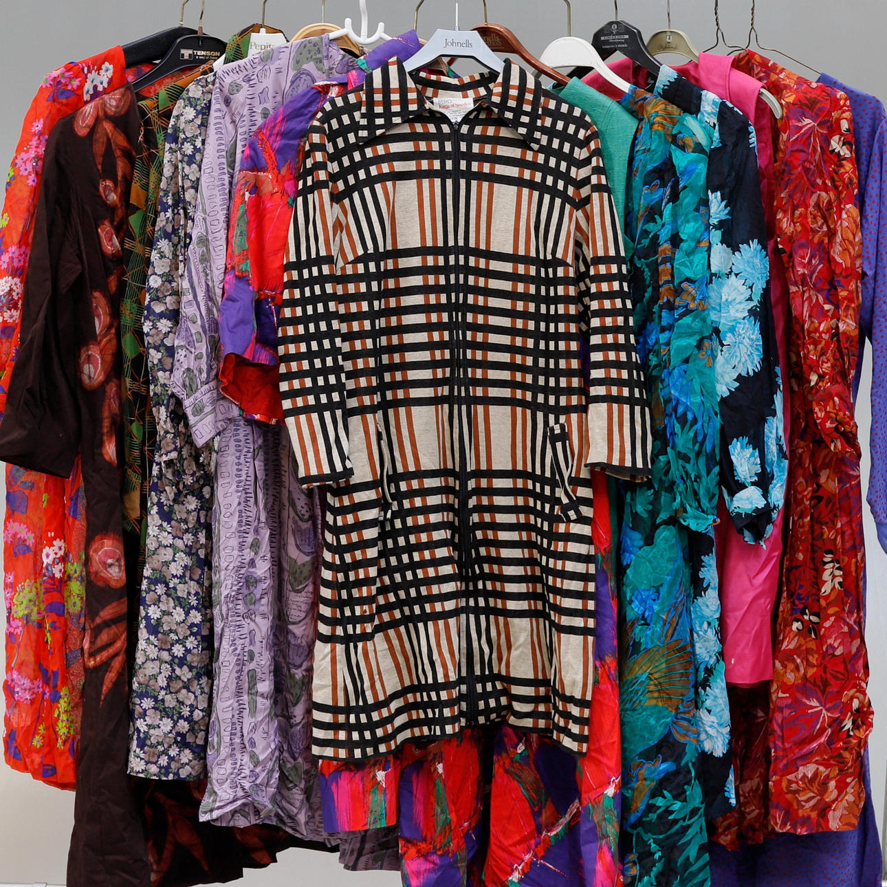 DRESSES, 13 pieces, different materials, 1900s.
