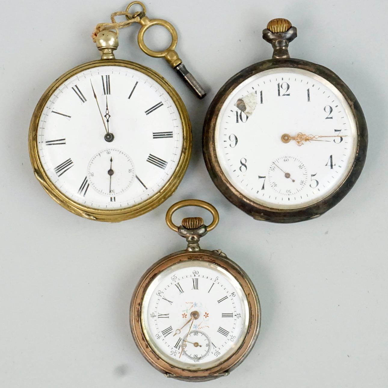 POCKET WATCH, 3 pcs, including silver.