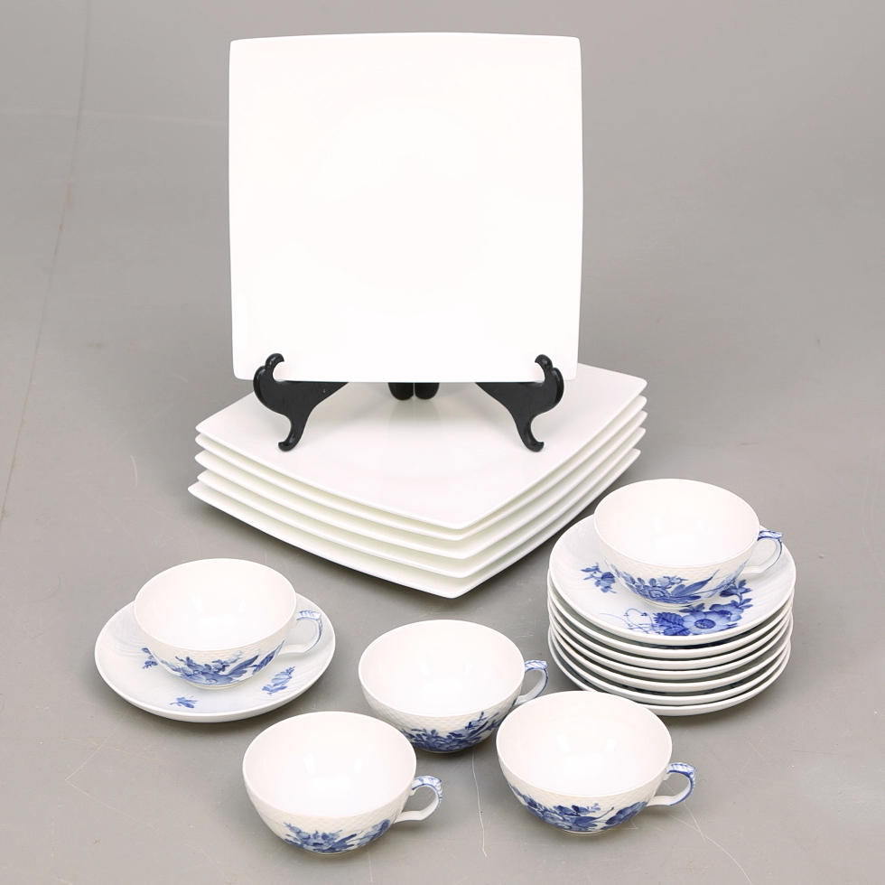 KAFFESERVIS 7 delar Blå Blomst, Royal Copenhagen, ASSIETTER 6 st Rosenthal.