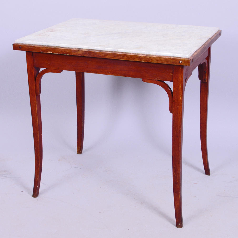 BORD, ek med marmorskiva, jugend.