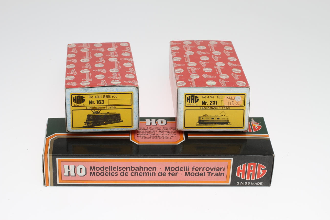 MODELLTÅG HAG 3 stycken olika Re 4/4 i originalkartonger.