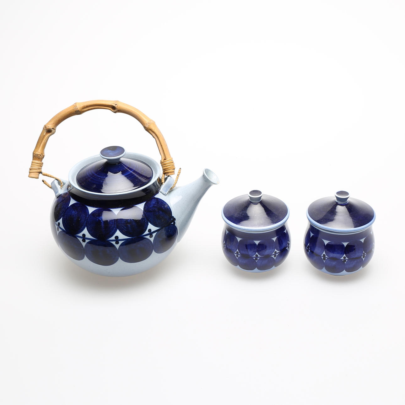 TEKANNA samt 2 BURKAR, "Matilda" Lisa Larson, Gustavsberg.