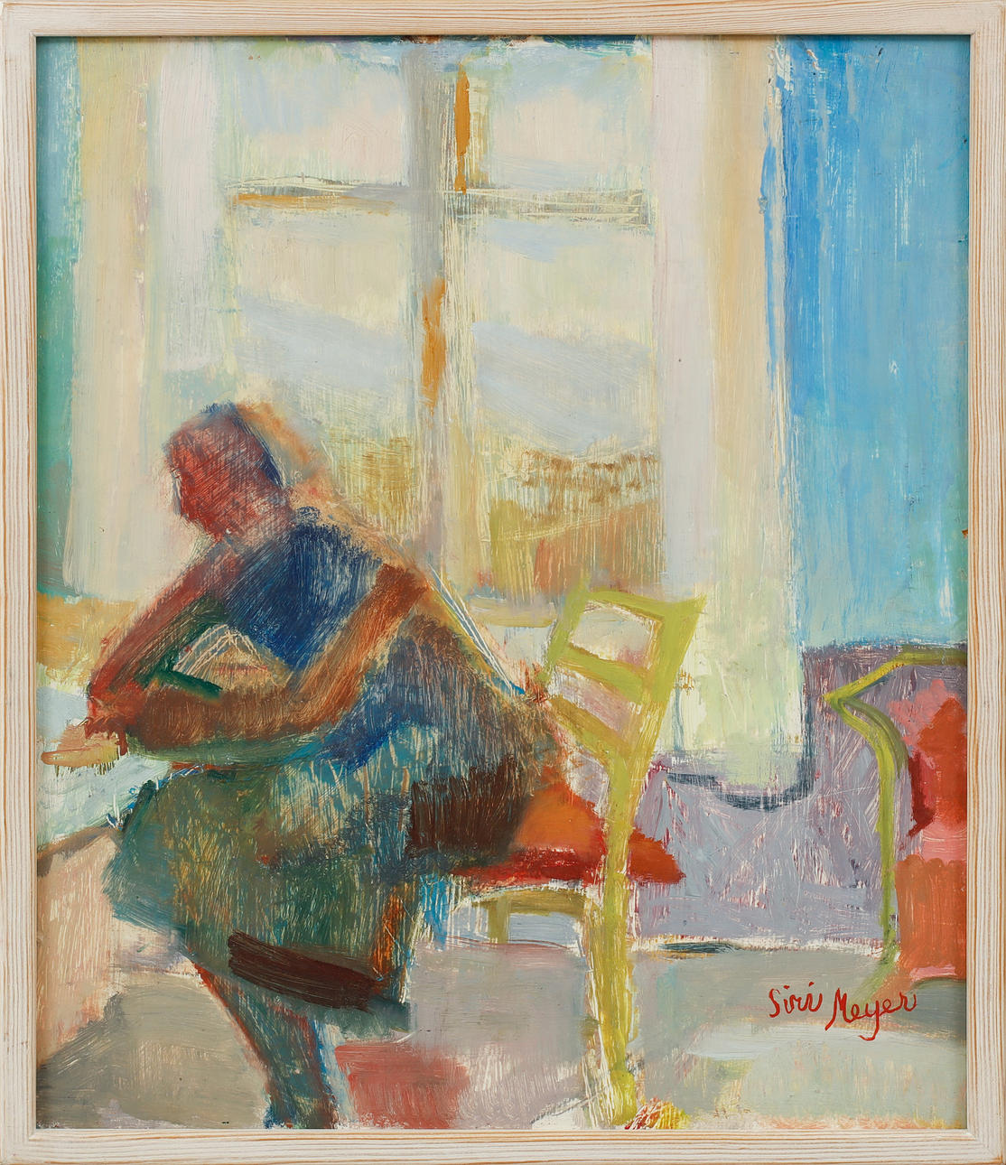 SIRI MEYER. Interior, oil on Board, signed.