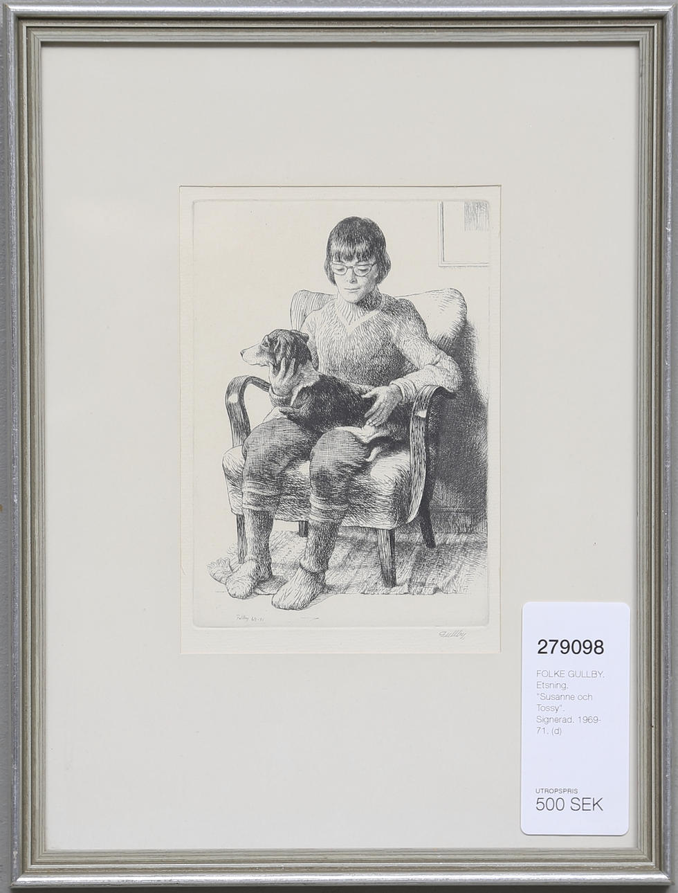 FOLKE GULLBY. Etsning. "Susanne och Tossy". Signerad. 1969-71.