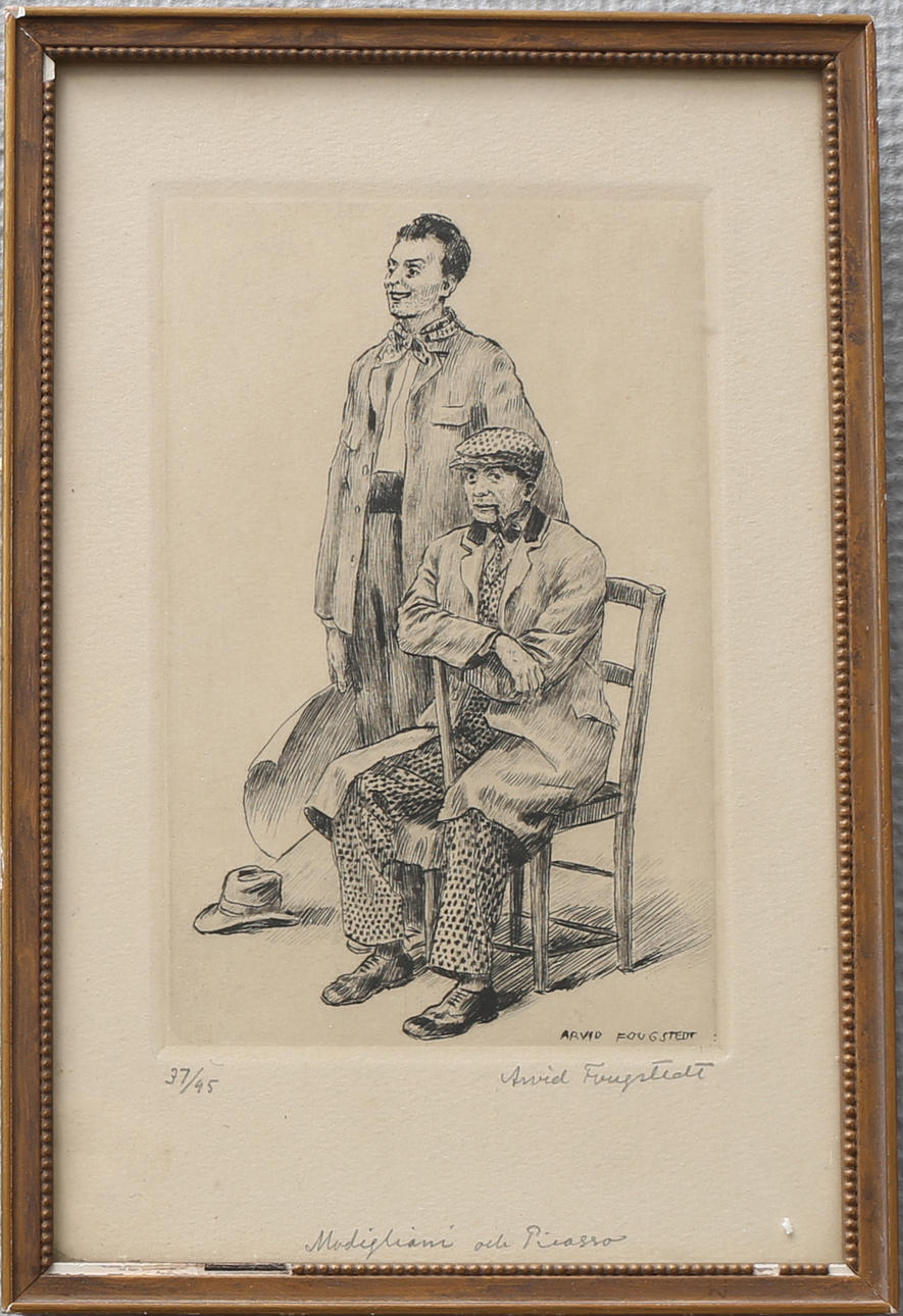 ARVID FOUGSTEDT. "Modigliani och Picasso". Etsning, signerade och numrerad 37/45.
