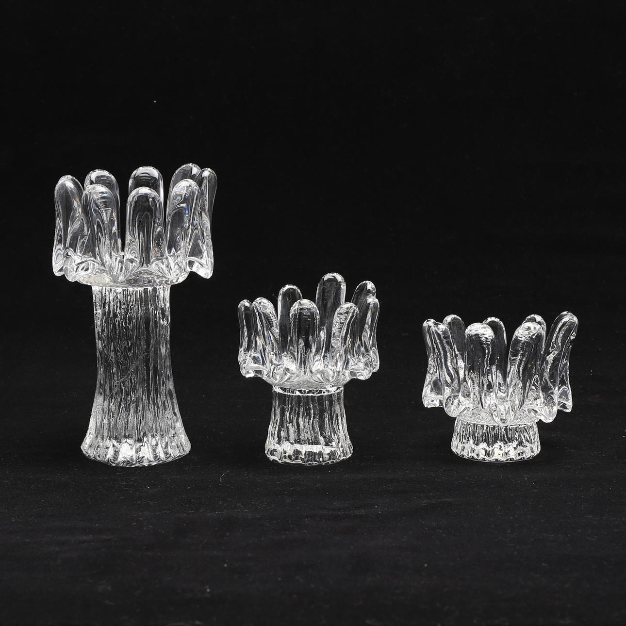 GÖRAN WÄRFF. LJUSSTAKAR, 3 st, för värmeljus, "Sunflower", Kosta.