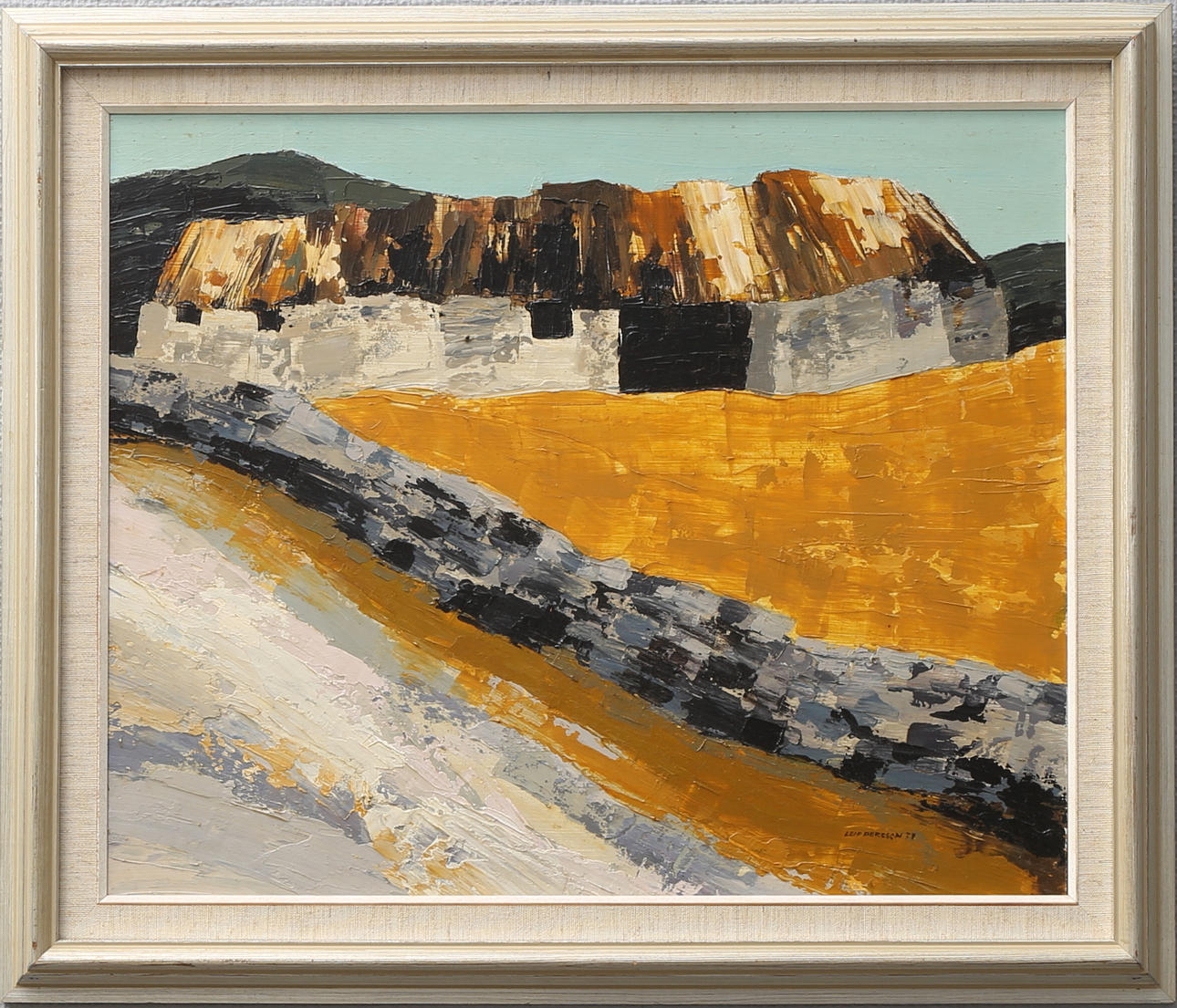 LEIF PERSSON. "ölandsgård" olja på pannå, signerad och daterad -79.