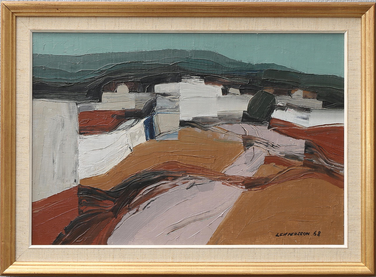 LEIF PERSSON. "Tunisiskt landskap" olja på pannå, signerad och daterad -68.