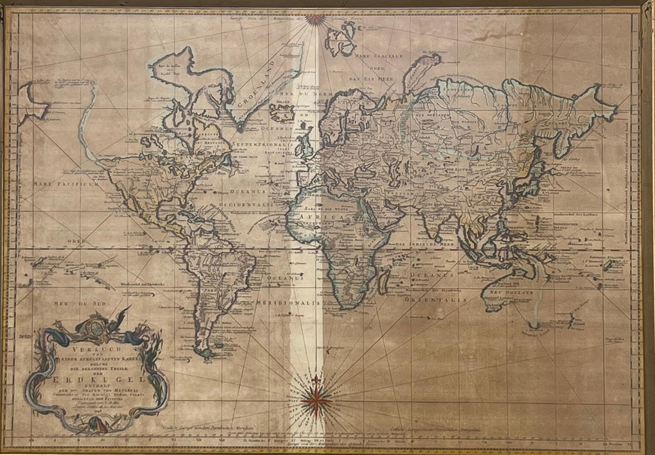 MAPAMUNDI ANTIGUO, GRABADO SOBRE PAPEL.