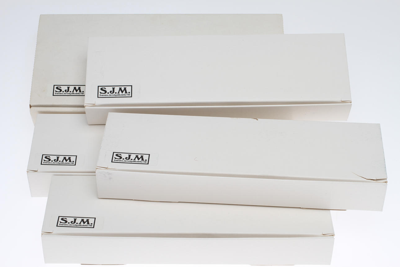 MODELLTÅG S.J.M. 5 stycke vagnar S1R, B8/B15, AB 7, Bc1, B 15F i originalkartonger.