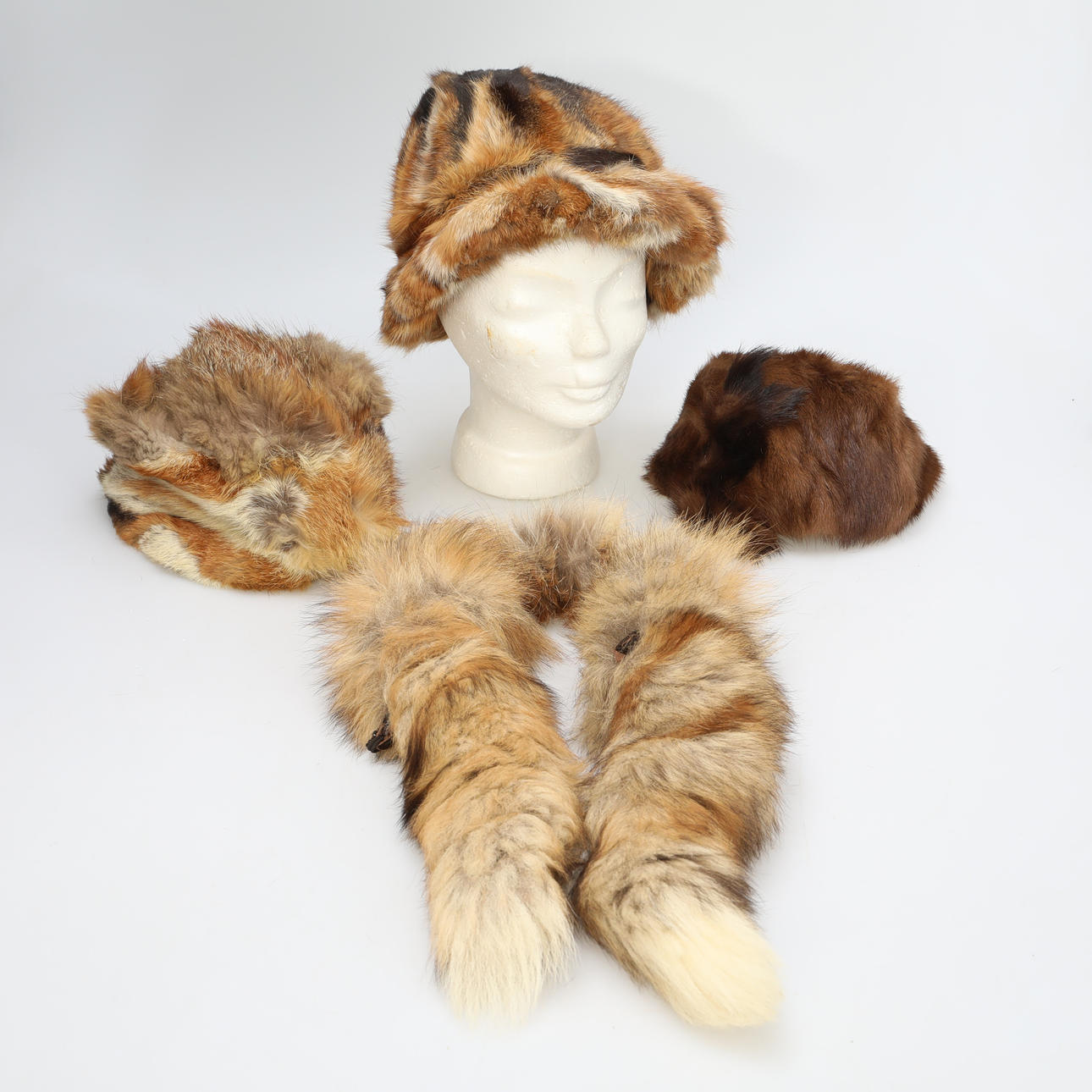 FUR HATS and fox boas.