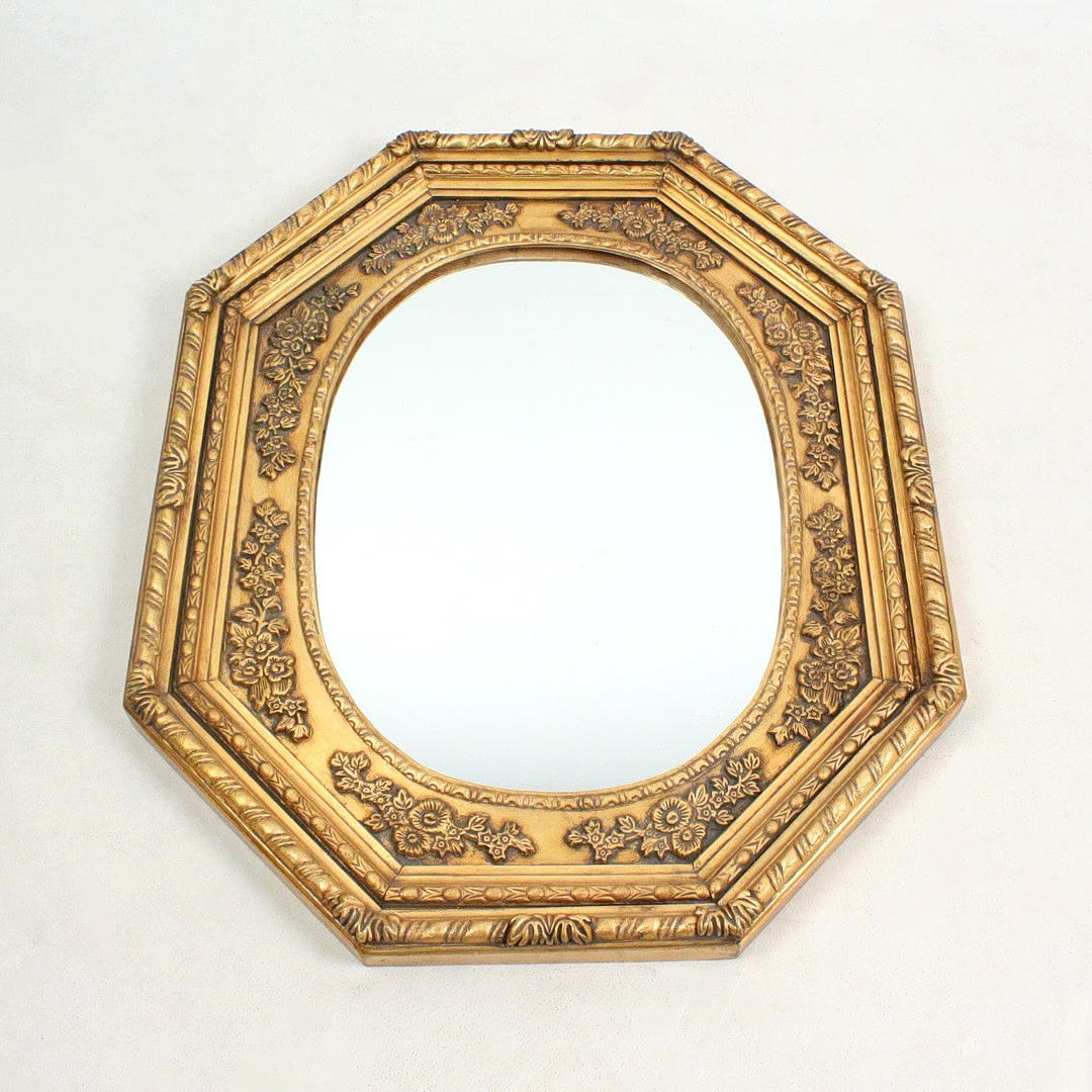 guldfärgad väggspegel, träram.