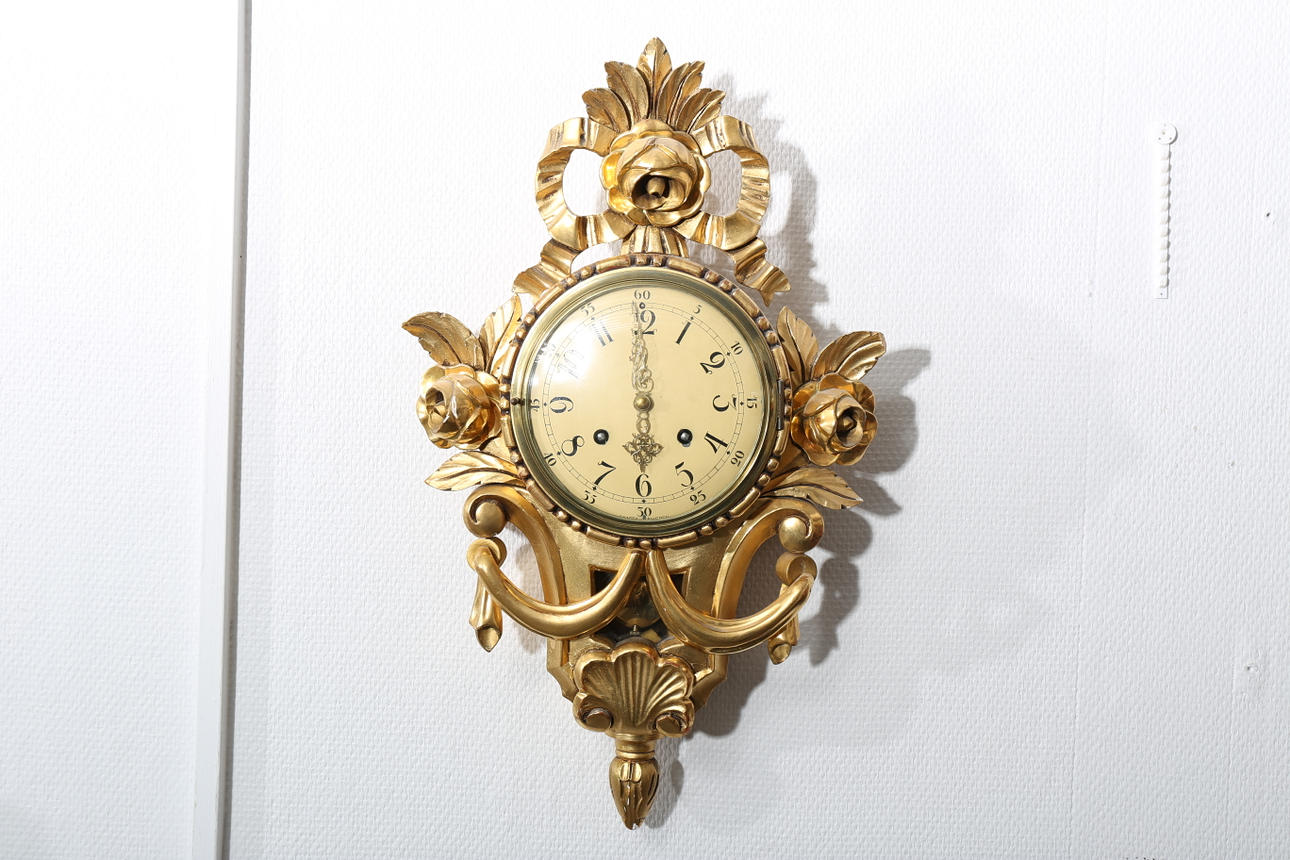 VÄGGPENDYL, trä, förgylld, Exacta, 1900-tal.