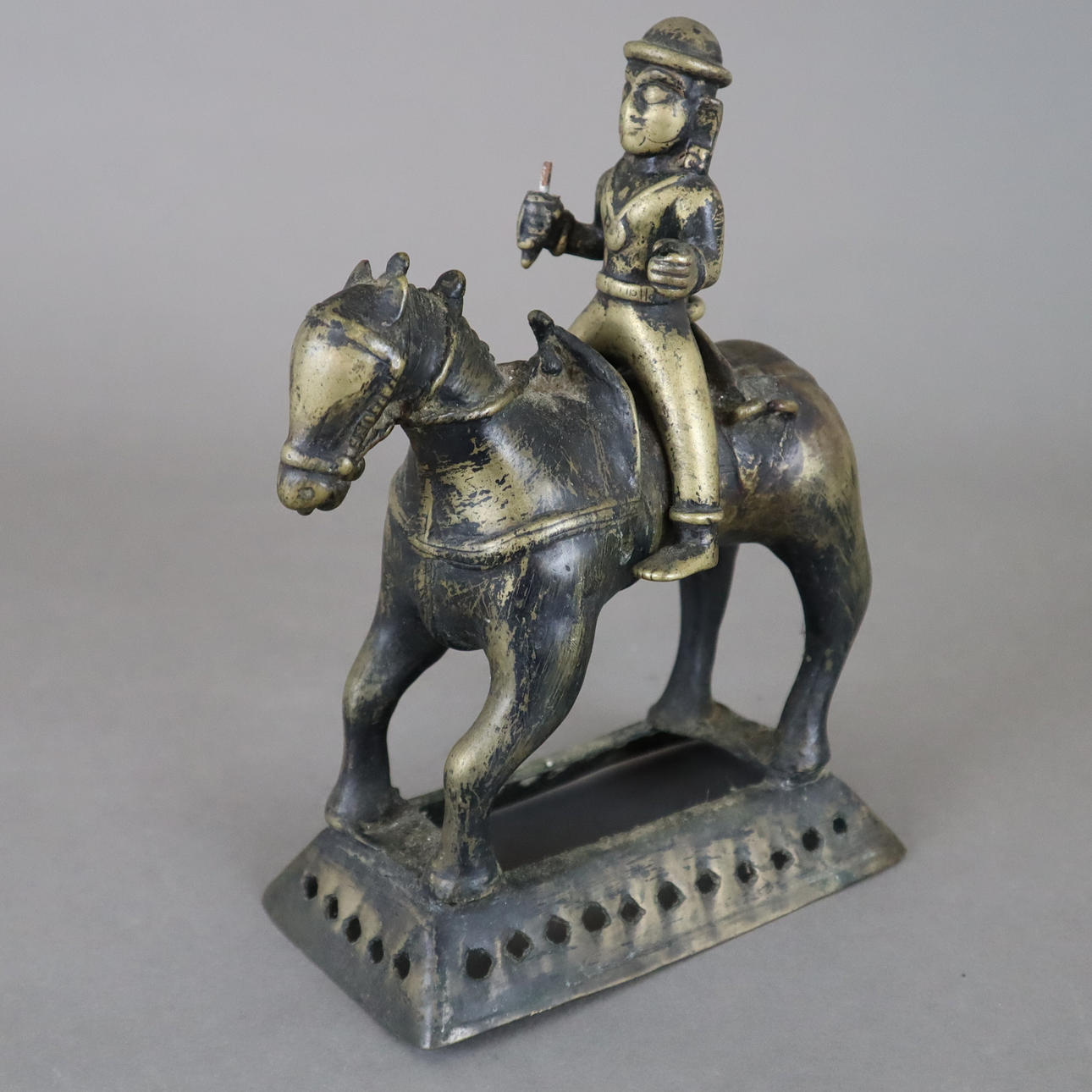 REITER auf PFERD - Indien, gelbe Bronze.