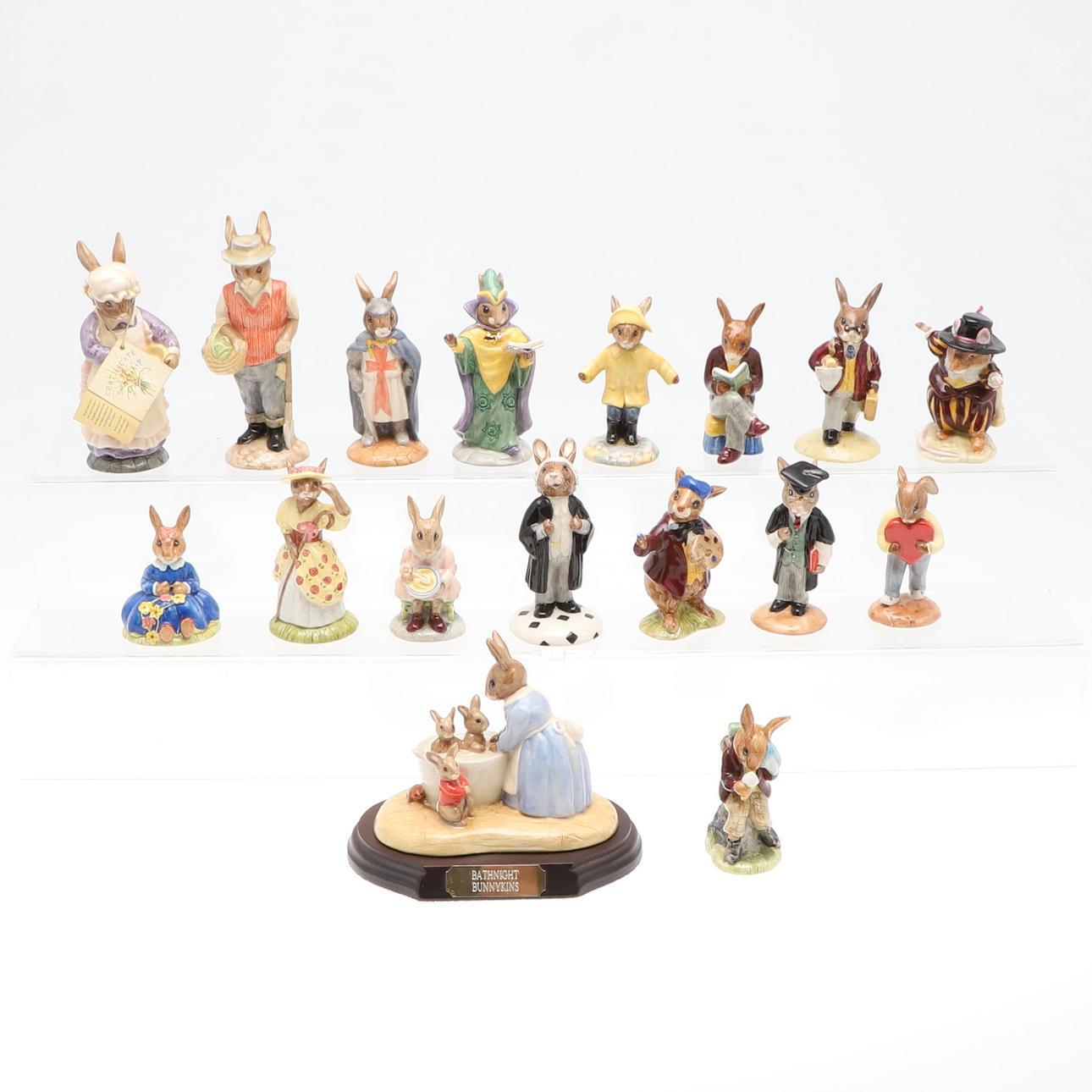 A COLLECTION OF ROYAL DOULTON BUNNYKINS FIGURES AND TWO BESWICK RABBITS ...