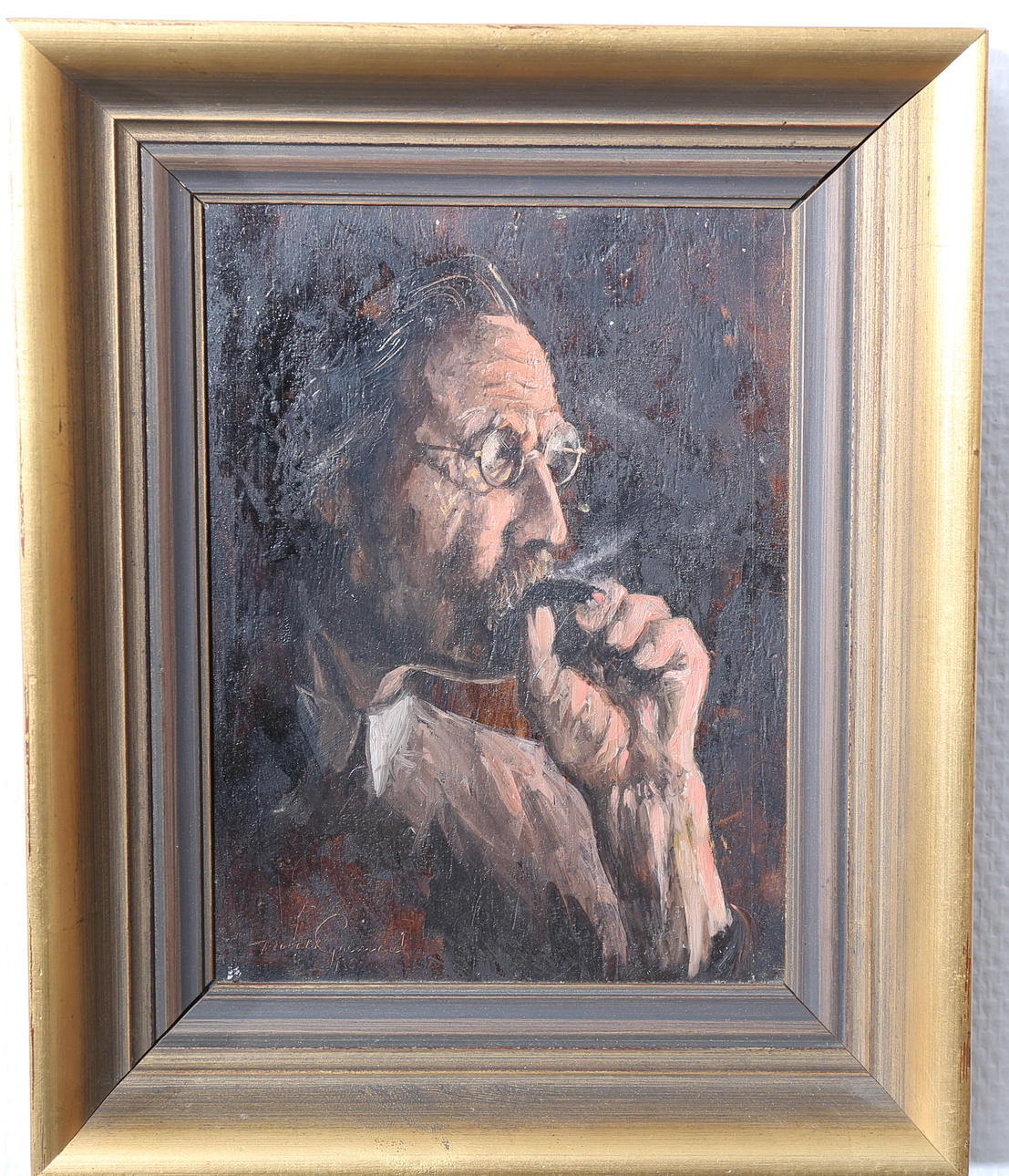 OIDENTIFIERAD KONSTNÄR. Olja på trä, Porträtt, signerad, 1800-1900-tal.