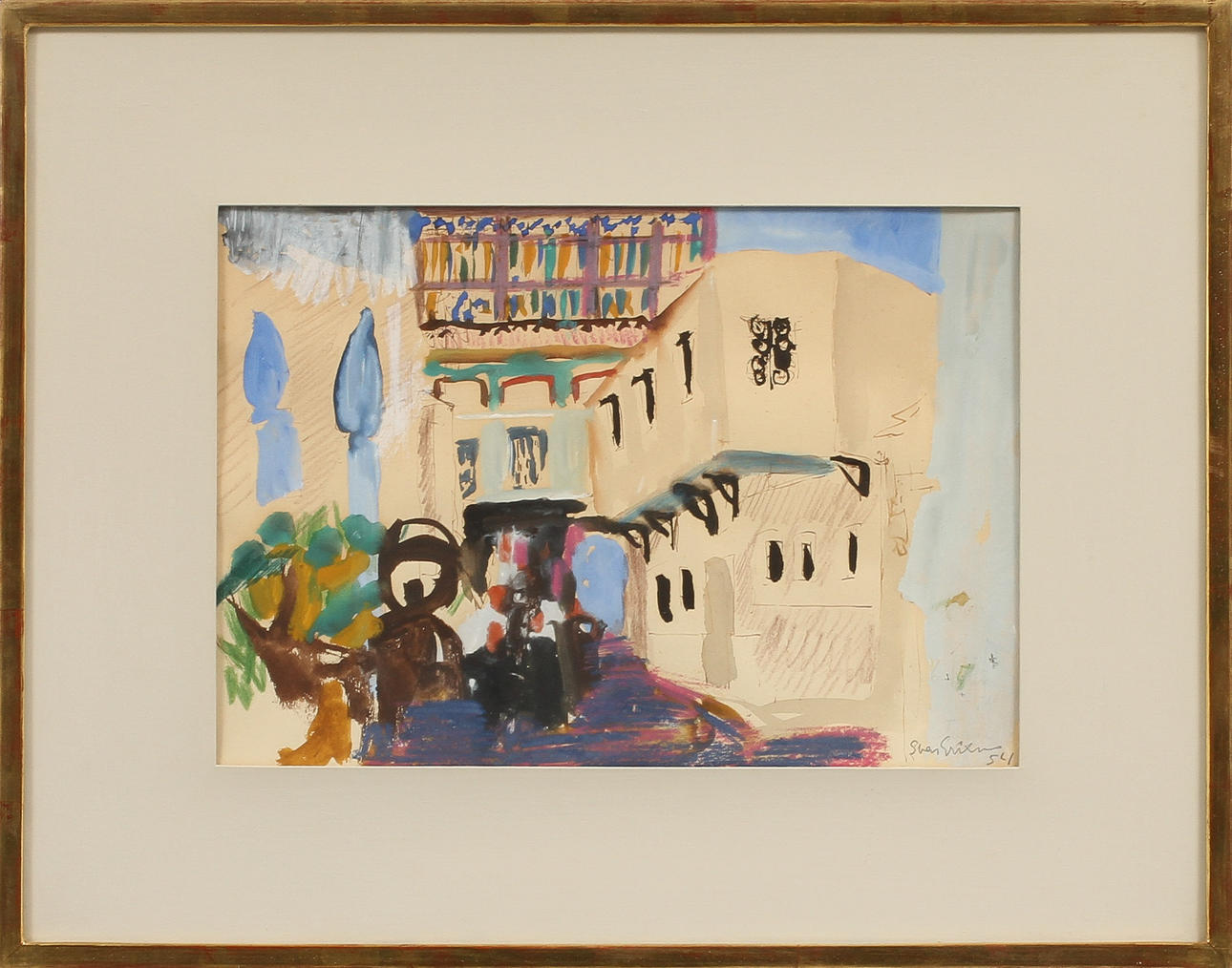 SVEN X:ET ERIXON. Blandteknik på papper, signerad o daterad 54.