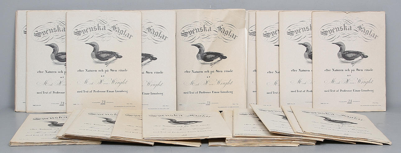 MAGNUS & WILHELM VON WRIGHT. "Svenska fåglar", ca. 34 häften, Ivar Baarsens förlag, Stockholm.