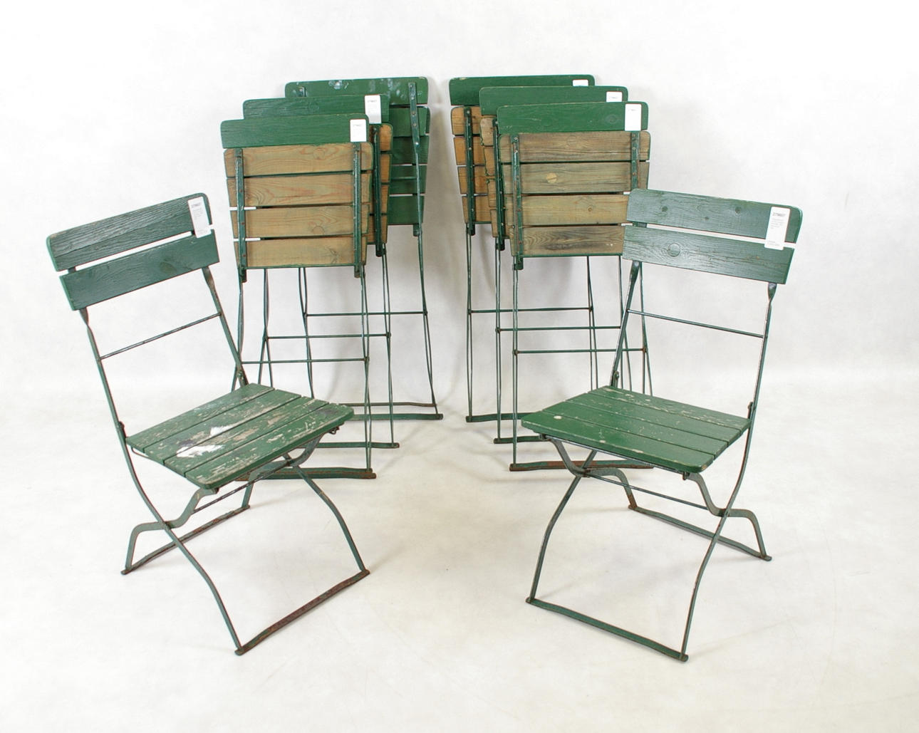 TRÄDGÅRDSSTOLAR, 8 stycken trä/metall, 1900-talets andra hälft.