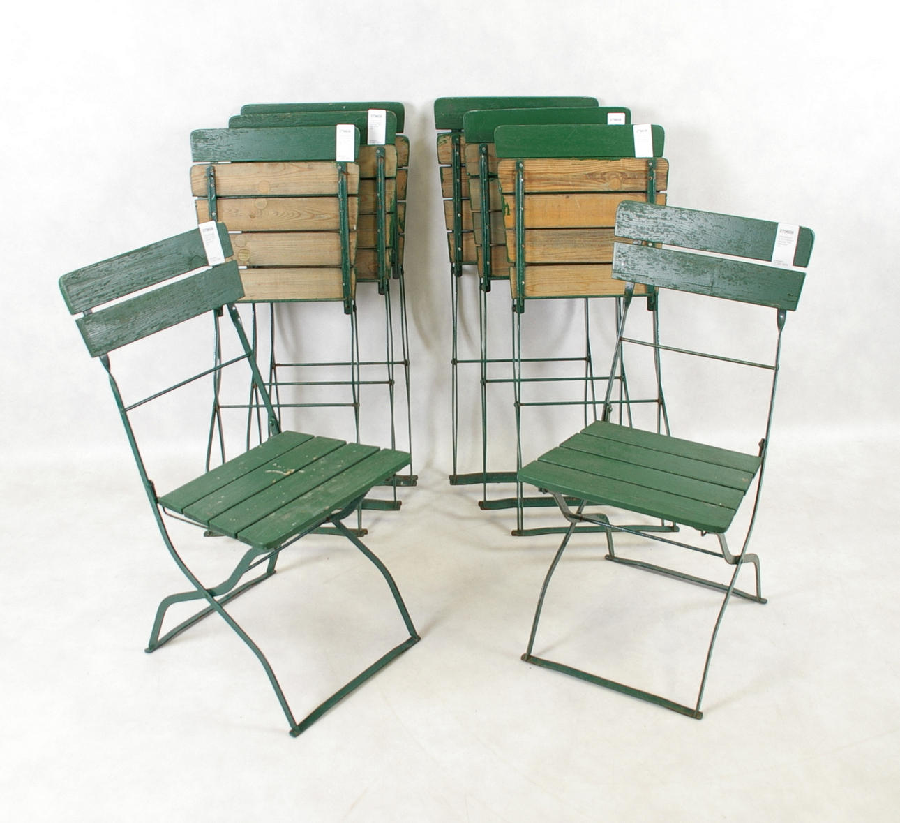 TRÄDGÅRDSSTOLAR, 8 stycken trä/metall, 1900-talets andra hälft.