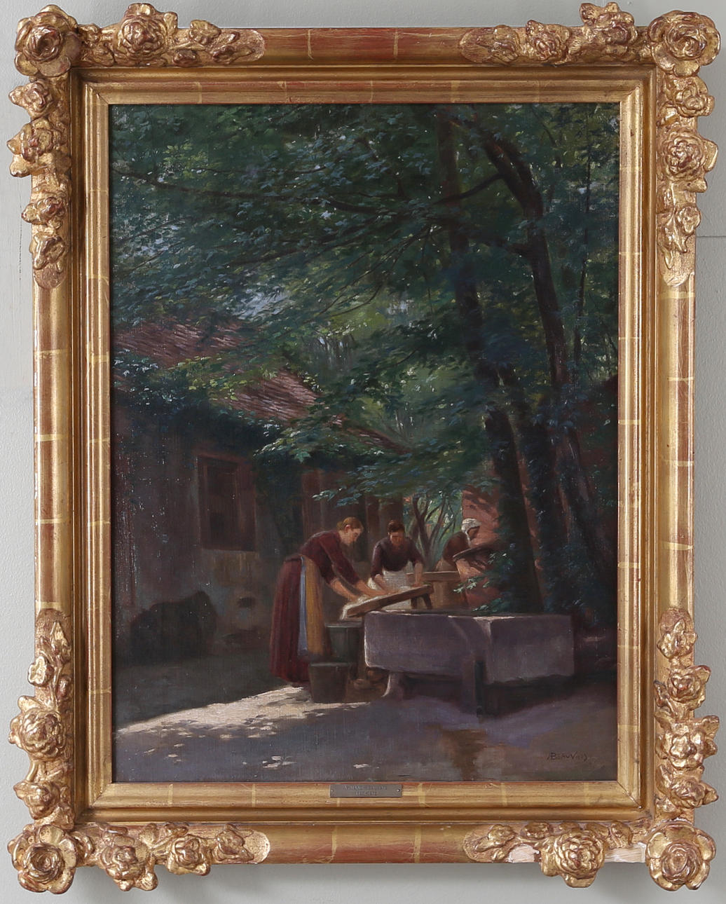 ARMAND BEAUVAIS. "Tvätterskor", Olja på duk, signerad.