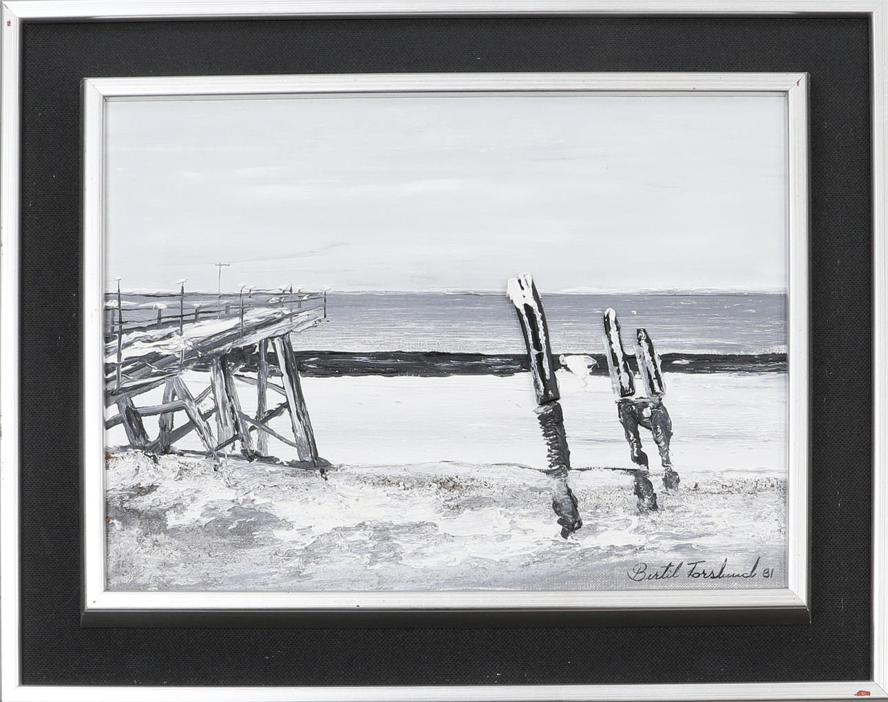 BERTIL FORSLUND. Composition, "Bryggan", signed and dated -81.