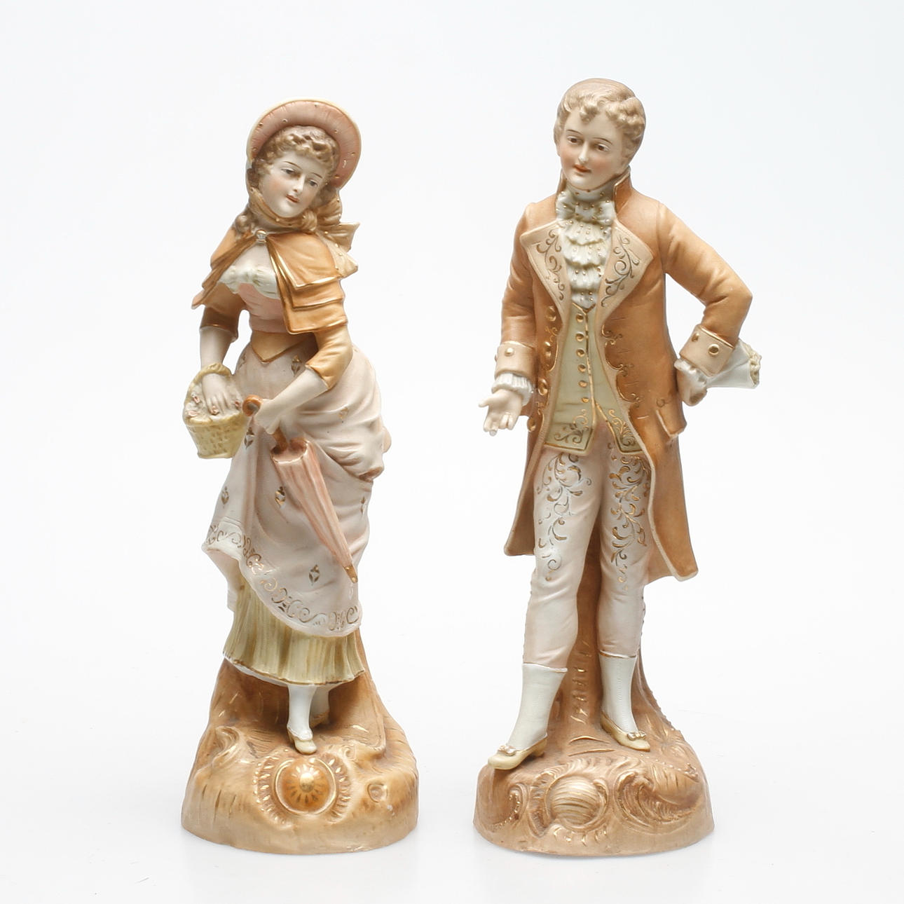 FIGURINER, ett par, biksviporslin, 1900-tal.