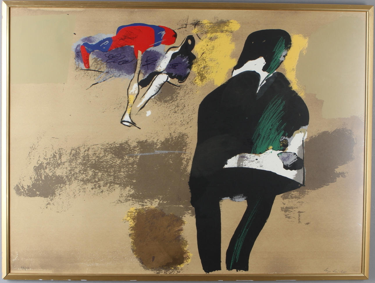 LAGE LINDELL. Figurkomposition, färgserigrafi, signerad och numrerad 29/3.