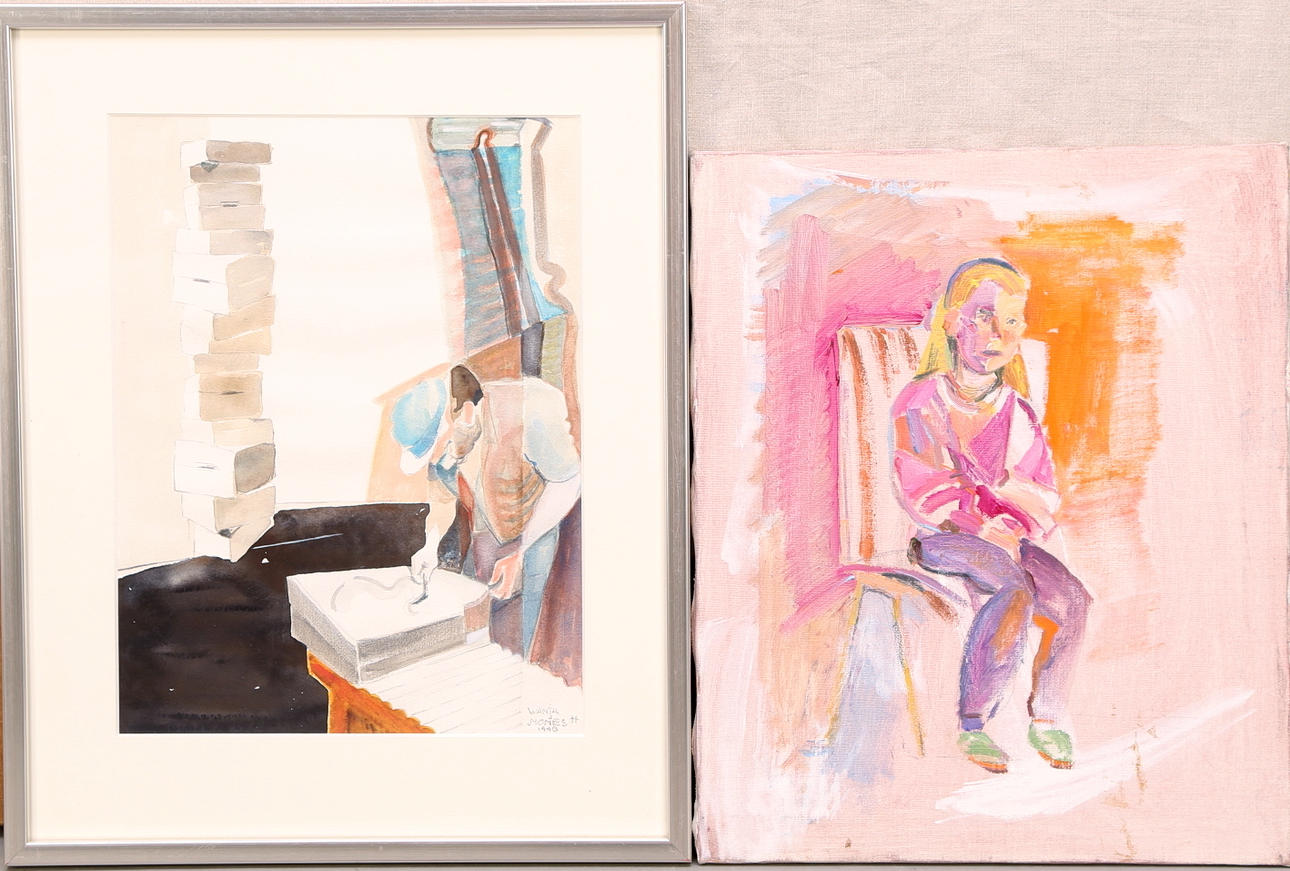 WANJA "NONES" HÅKANSSON. Akvarell och olja på duk, signerad, daterad , monogramsignerad a tergo.