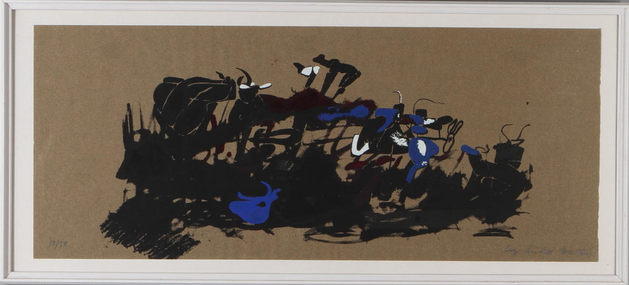 LAGE LINDELL. Komposition, färglitografi, signerad och numrerad 10/34.