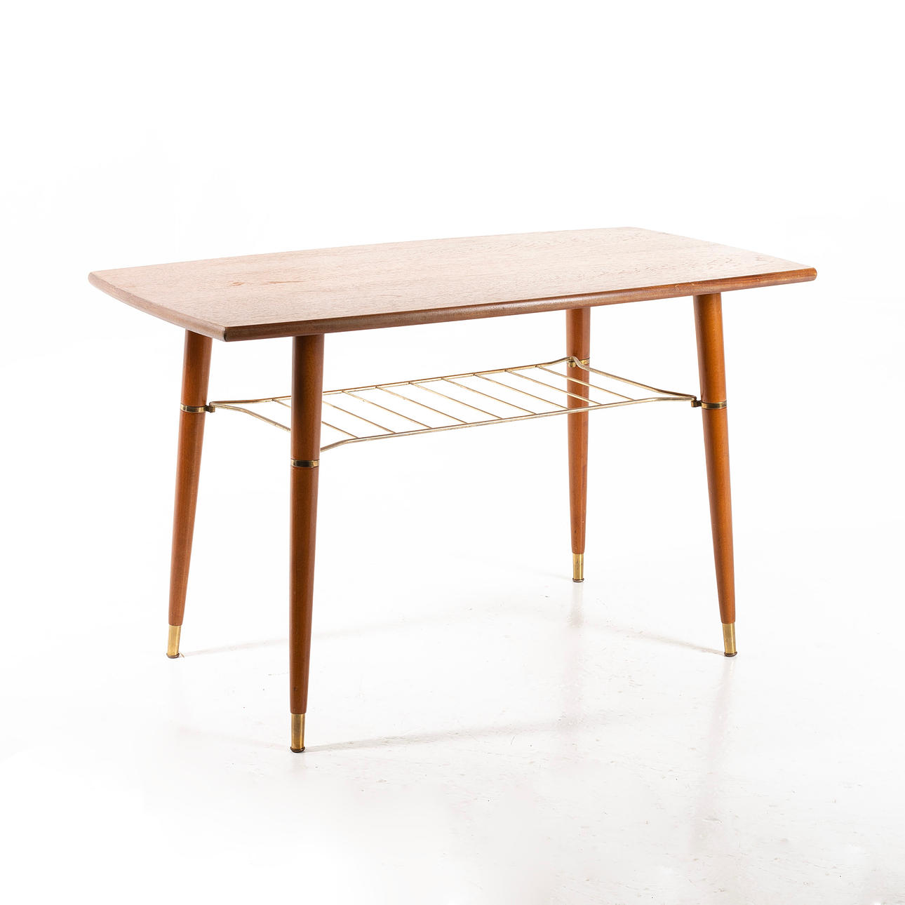 COFFEE TABLE, with newspaper shelf, teak, 1950s/60s.