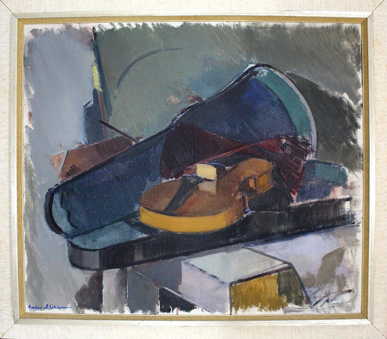 GUSTAV ADOLF JOHANSSON. olja på duk, stilleben, "fiolen" signerad, daterad 1961.