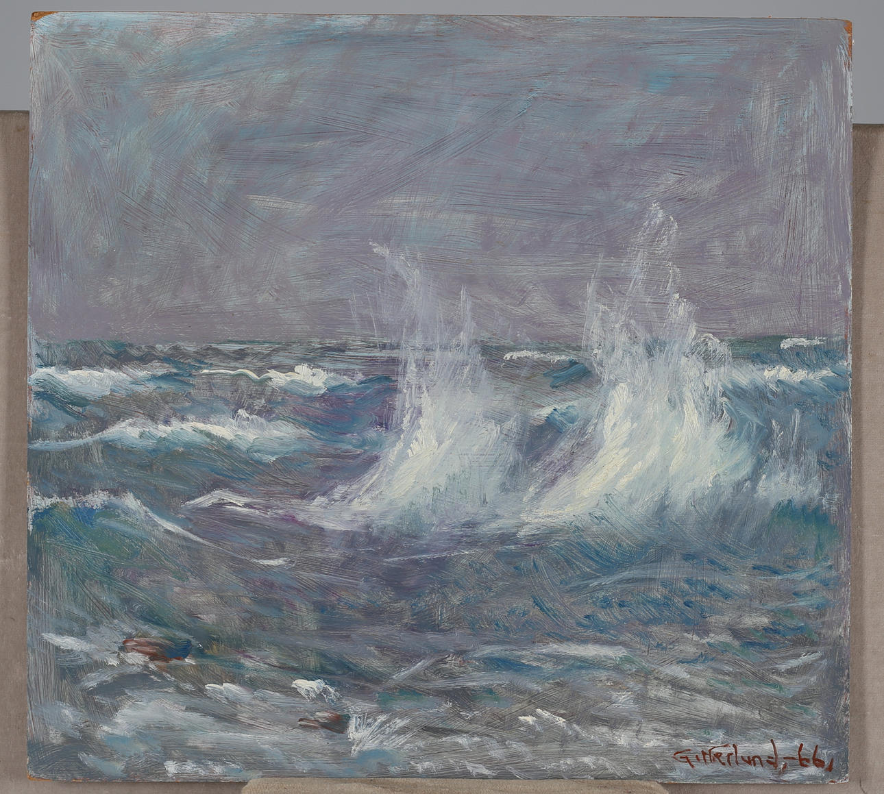 GUNNAR NERLUND. Coastal landscape, oil on Board, signed and dated -66 ...