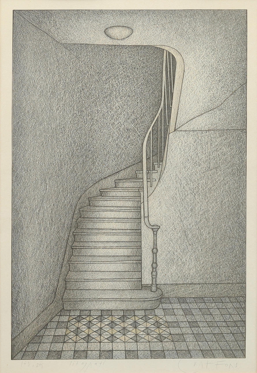 CURT FORS. Staircase, lithograph, signed and numbered.