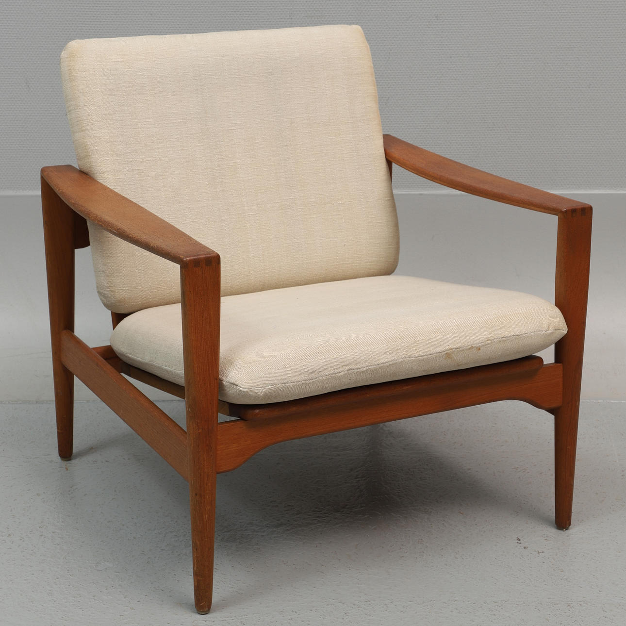 FÅTÖLJ, teak, Danmark, 1950/60-tal.