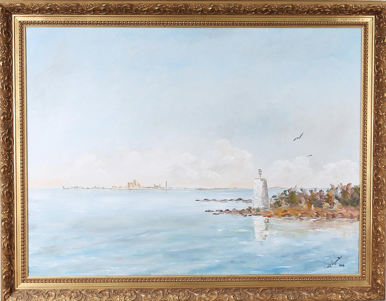 OIDENTIFIERAD KONSTNÄR. Kalmarmotiv, olja på duk, signerad.