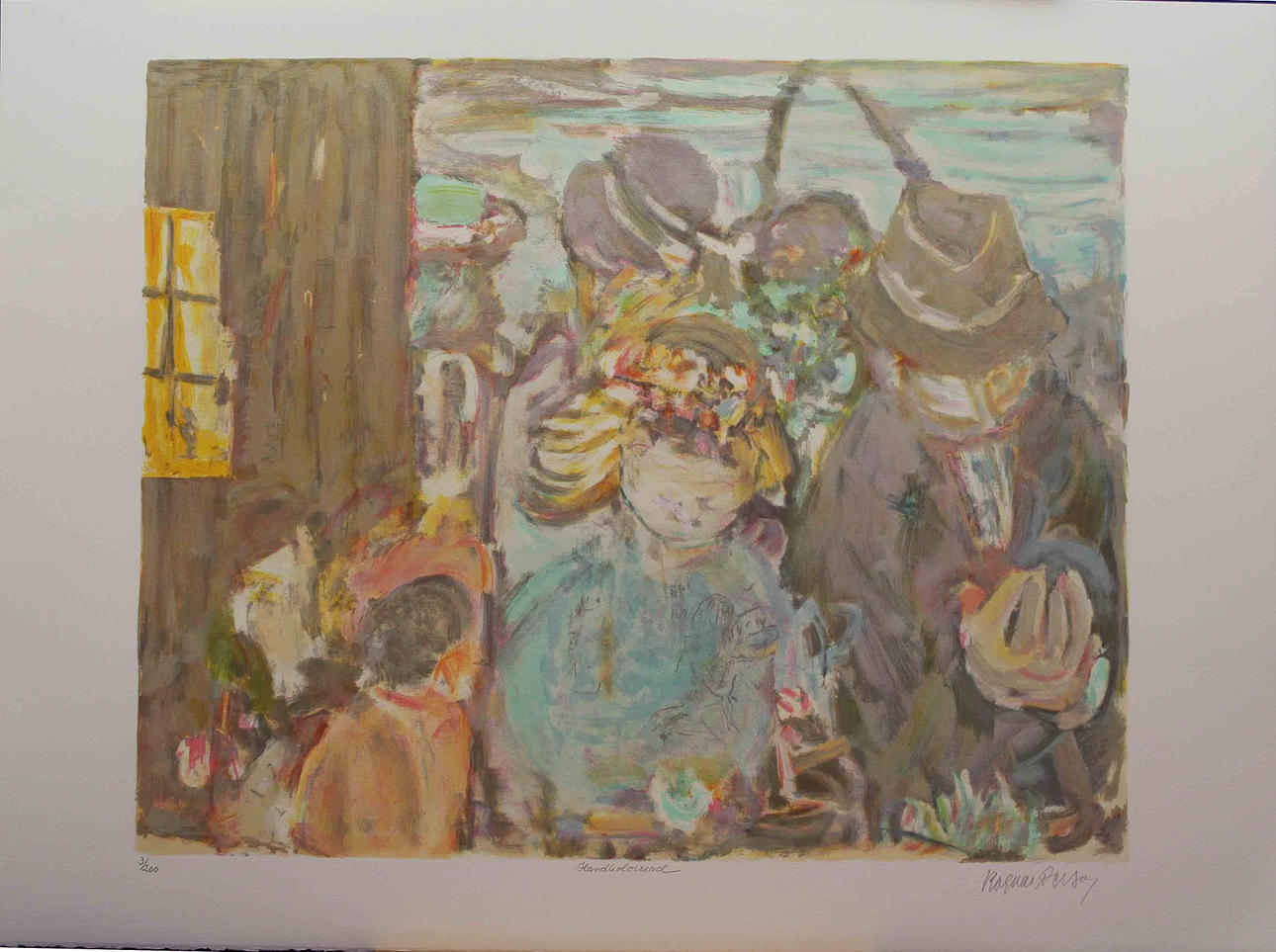 RAGNAR PERSON. "Smålandsminnen". Handkolorerad färglitografi. Signerad Ragnar Person. 3/200.