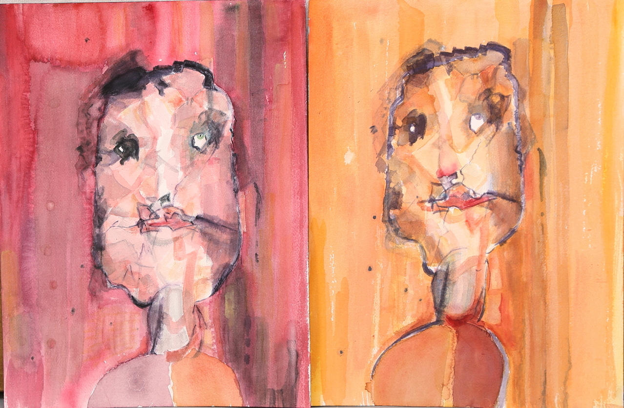 WANJA "NONES" HÅKANSSON. Akvareller 2 st, figurer, osignerade.