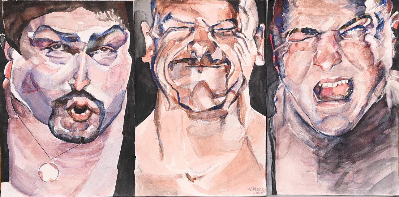 WANJA "NONES" HÅKANSSON. Akvareller, 3 st, ansikten, signerad, daterad 2005.