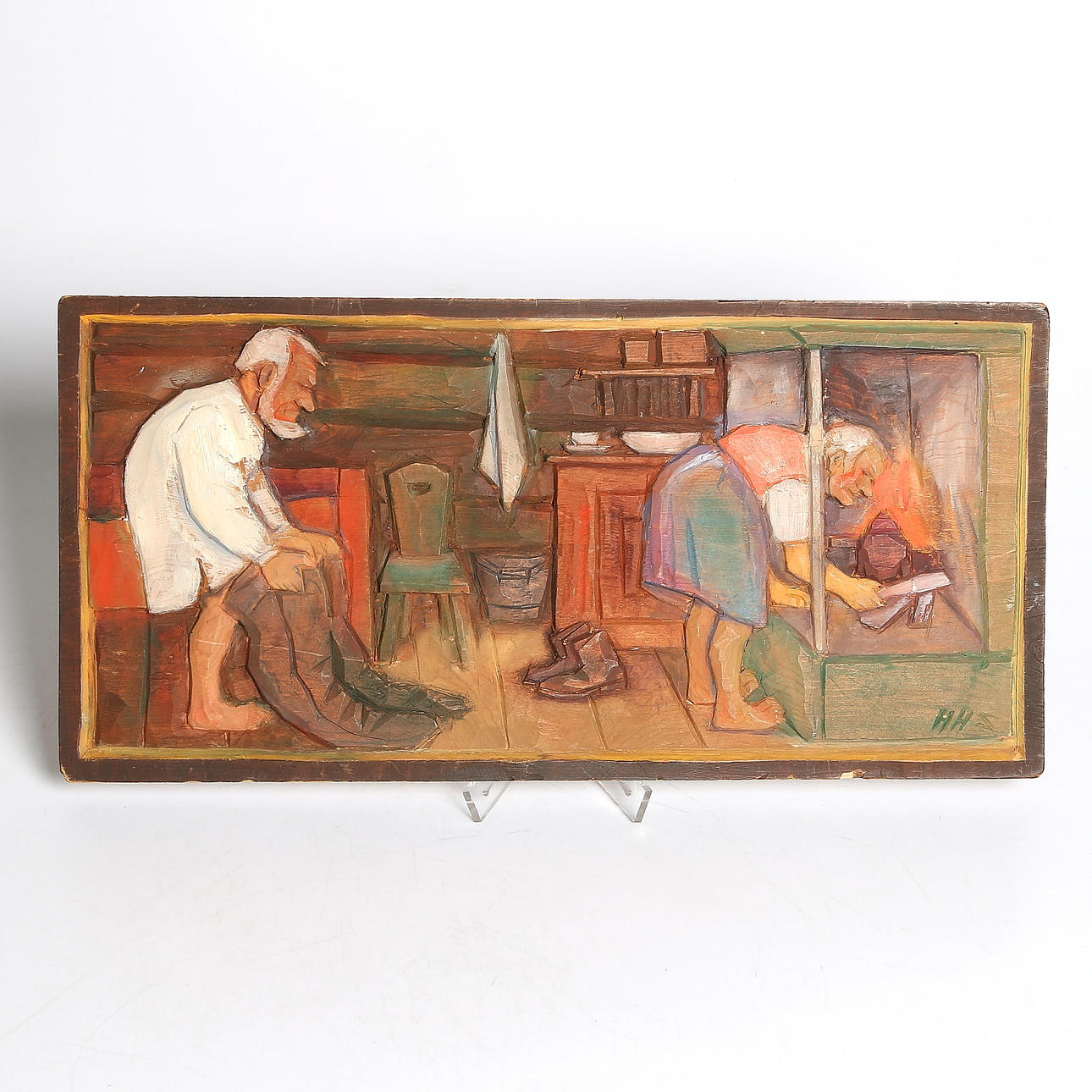 HAMPE SVANBERG. "Morgonstund har guld mund", relief, signerad, Härnösand.