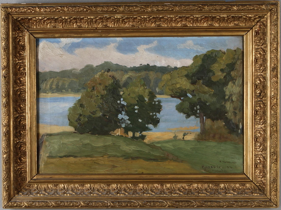 AUGUST EMANUEL (MANNE) HALLENGREN. Runsala Åbo Finland, olja på duk, signerad samt daterad 1898.