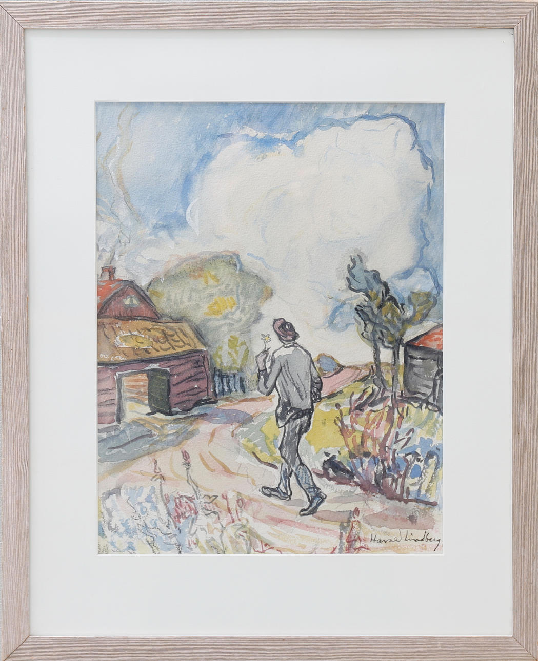 HARALD LINDBERG. Watercolor, signed.