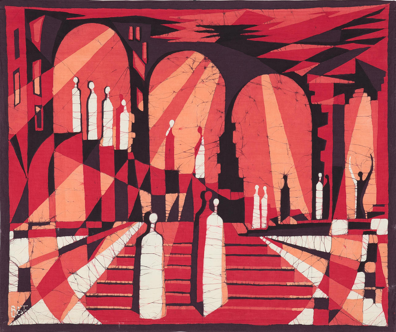 BERTIL EKFELDT. "Livstrappan", batik, signerad.