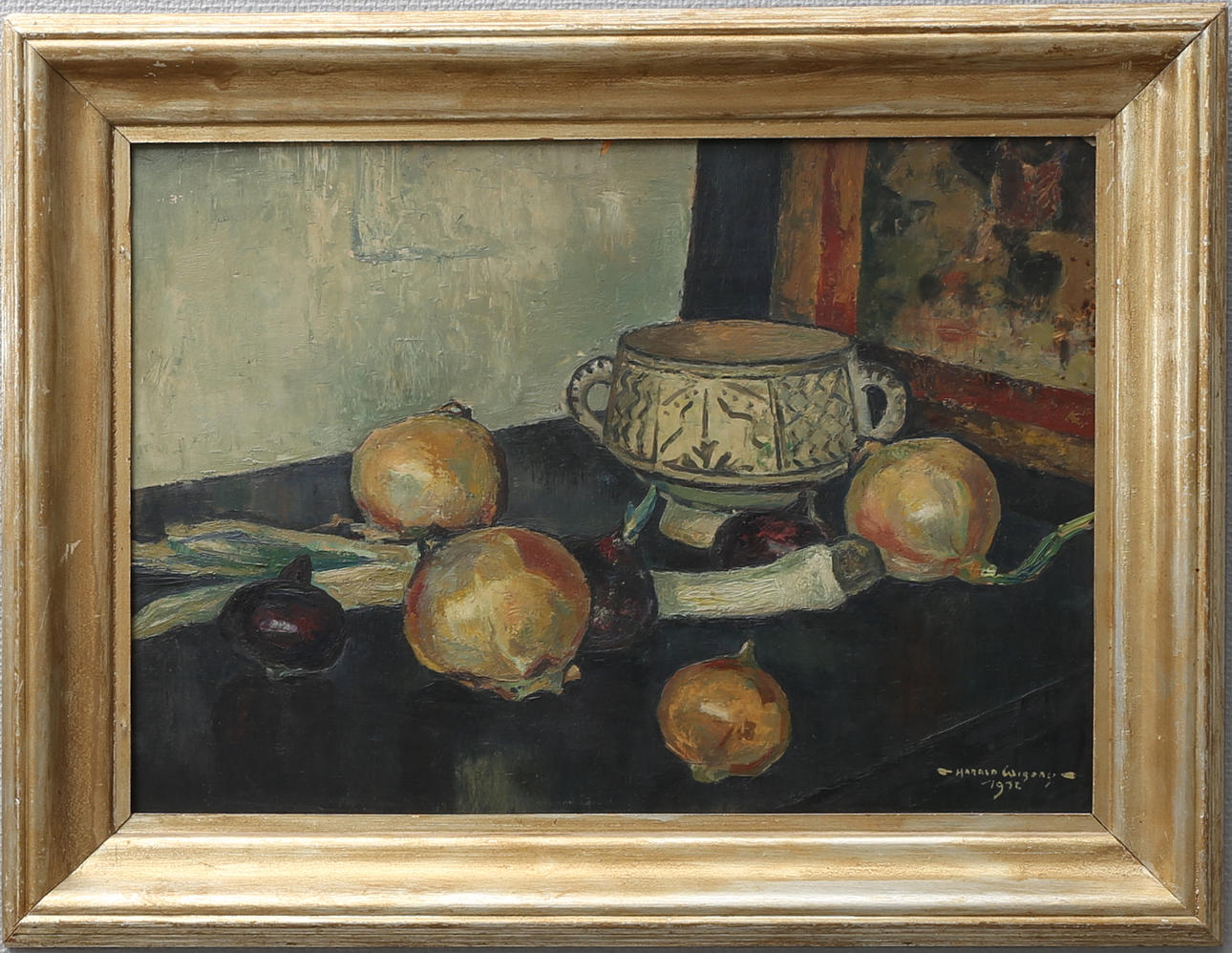 HARALD WIBERG. Stilleben. Olja på pannå, signerad och daterad 1932.